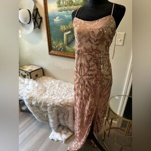 Iris Gold Spaghetti Strap Sleeveless Gown for Prom